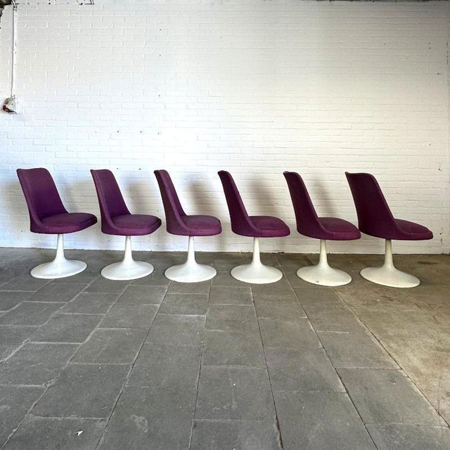 6 x Saarinen Tulip chair purple designed by Walter Knoll. Six beautiful Tulip chairs designed by Eero Saarinen for Studio...