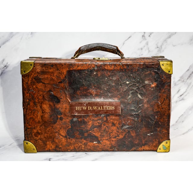 Stately Antique English Leather Ammunition Case 19th Century Wood Stand For Sale - Image 11 of 18