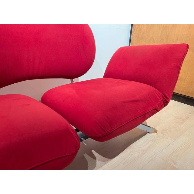 Postmodern Convertible Sofa in Red Fabric attributed to Bonaldo, Italy, 1980s For Sale - Image 16 of 18