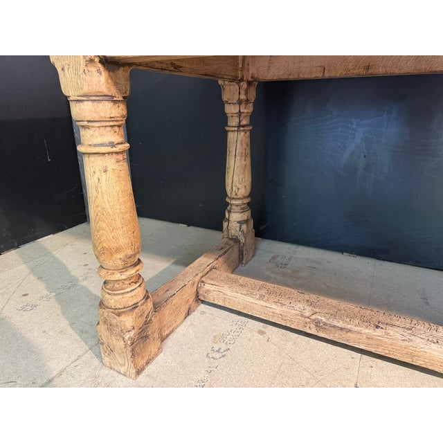 Bleached Oak Farmhouse Dining Table, 1920 For Sale - Image 9 of 18