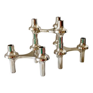 Vintage Stoff Nagel Modular Candleholder by BMF Zinc, 1970s, Set of 6 For Sale