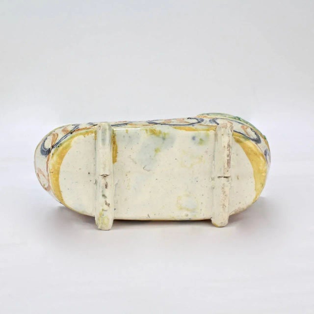 Ceramic Antique English Figural Staffordshire or Prattware Pottery Cradle For Sale - Image 7 of 11