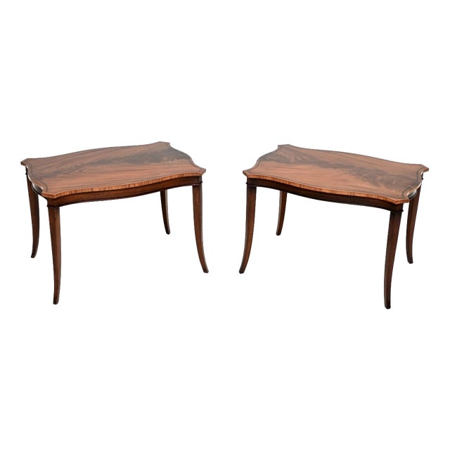 Vintage Regency Inlaid Side Tables, 1930, Set of 2 For Sale
