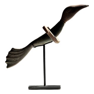 Traditional Indonesian Decorative Wooden Bird on a Base without Crest For Sale