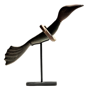 Traditional Indonesian Decorative Wooden Bird on a Base without Crest