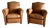 Vintage Pair of French Leather Moustache Chairs For Sale