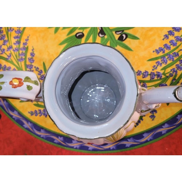 1960s Faenza Garofano Blue Carnation Coffee Pot With Four Cups & Saucers - Set of 9 For Sale In Dallas - Image 6 of 10