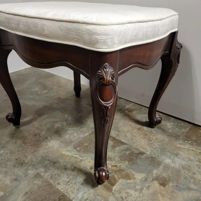 1950s Mid-Century American Carved Mahogany Footstool by Sanford Furniture For Sale - Image 5 of 9