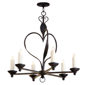 Italian 6 Arm Wrought Iron Chandelier by Randy Esada Designs for Prospr