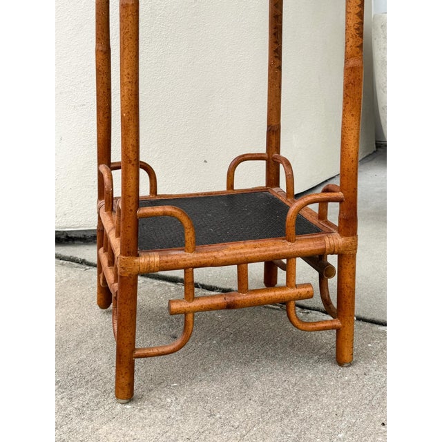 Bamboo Planter Stand Vintage Hollywood Regency Chinoiserie Tall Coastal For Sale - Image 14 of 14