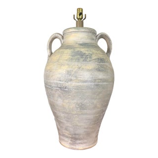 Large Ceramic Table Lamp With Handles | by Casual Lamps of California For Sale