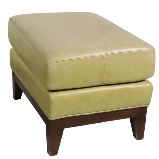 Wood Pr. Leather Ottomans on Solid Wood Base C 1970/1980's For Sale - Image 7 of 13