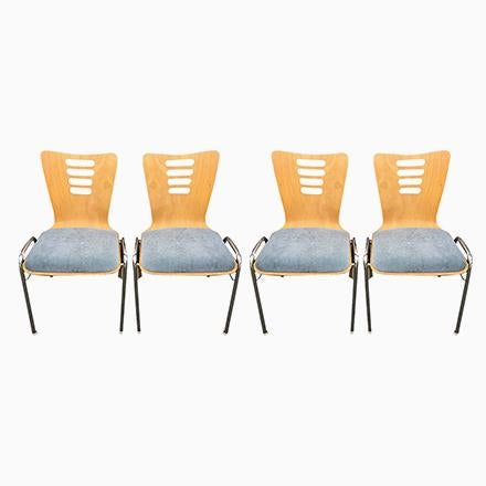 Stackable Metal and Wood Chairs, 1990s, Set of 4 For Sale - Image 15 of 16