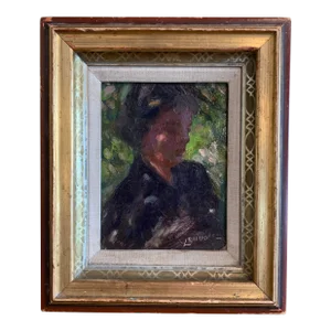 Vintage Bernard Lennon Portrait Painting of His Wife Ruth