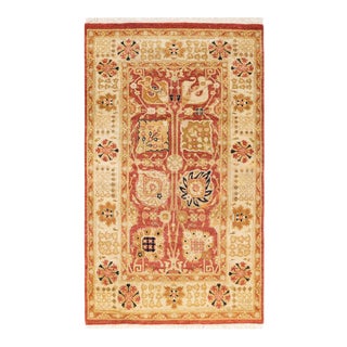Modern, One-of-a-Kind Hand-Knotted Area Rug - Orange, 3' 2" x 5' 3" For Sale