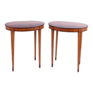 Pair of Antique English Neoclassic Stands or Tables With Inlaid Chinoiserie