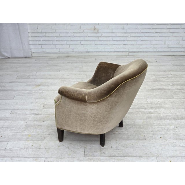 Danish Armchair in Green Furniture Velour, 1960s For Sale - Image 12 of 18