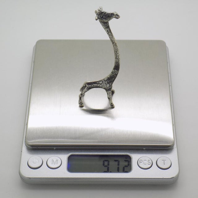 Silver Vintage Italian Handmade Silver Stylized Giraffe with Long Neck, Tuscany, Italy, 1980s For Sale - Image 8 of 11