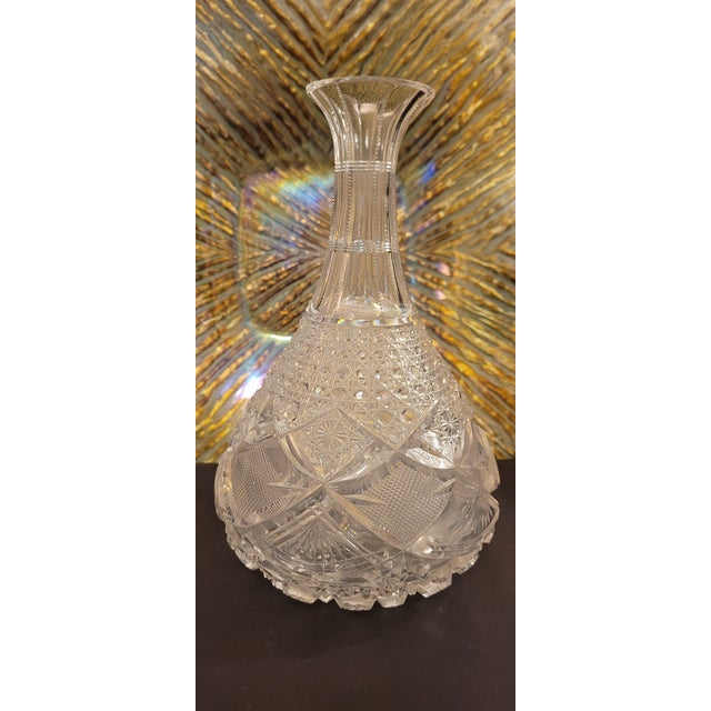 Antique American Brilliant Cut Glass Carafe Hobstar Crystal C1900 For Sale - Image 9 of 12