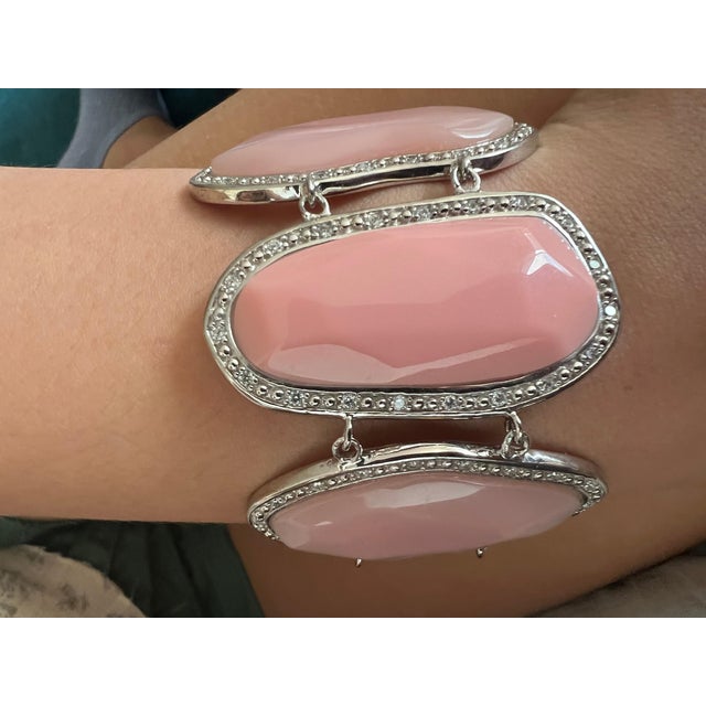 Miriam Salat Candy Resin link cuff with sterling silver the white topaz. Hand set. Full facet Topaz. Round brilliant MRM...