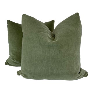 Chelsea Textiles "Alpaca Velvet" in Pistachio 22" Pillows-A Pair For Sale
