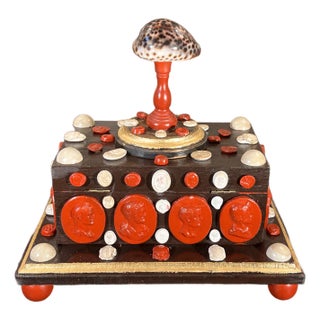 Baroque Style Curiosity Cabinet Multicolor Glazed Intaglio and Shell Decorated Jewelry Box For Sale