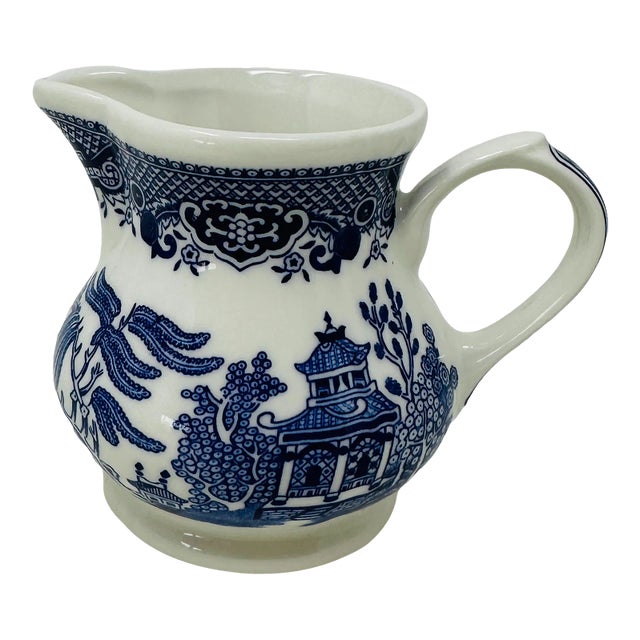 Vintage Churchill Blue & White Willow Ware Creamer Made in England For Sale