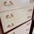 Authentic vintage G Plan “Tola” bedroom set featuring a tallboy chest and matching low dresser with iconic cream drawer...