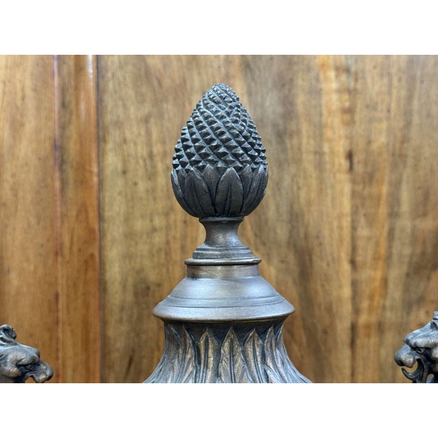 Napoleon III Covered Vases in Spelter with Marble Bases, Set of 2 For Sale - Image 4 of 13