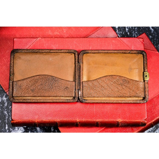 Amazing Quality Luxury Antique Ostrich Leather Wallet With 14k Gold Plaque Monogram SJS Credit Card Holder Money Cash Business Card Case For Sale In New York - Image 6 of 9