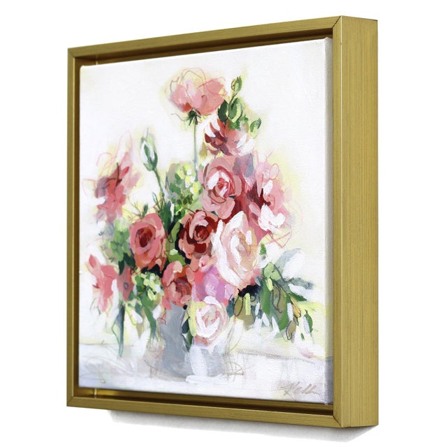 Pink Powder - Framed Abstract Colorful Still Life Mixed Media Art on Canvas Original Artwork by Kellie Newsome For Sale In Los Angeles - Image 6 of 9