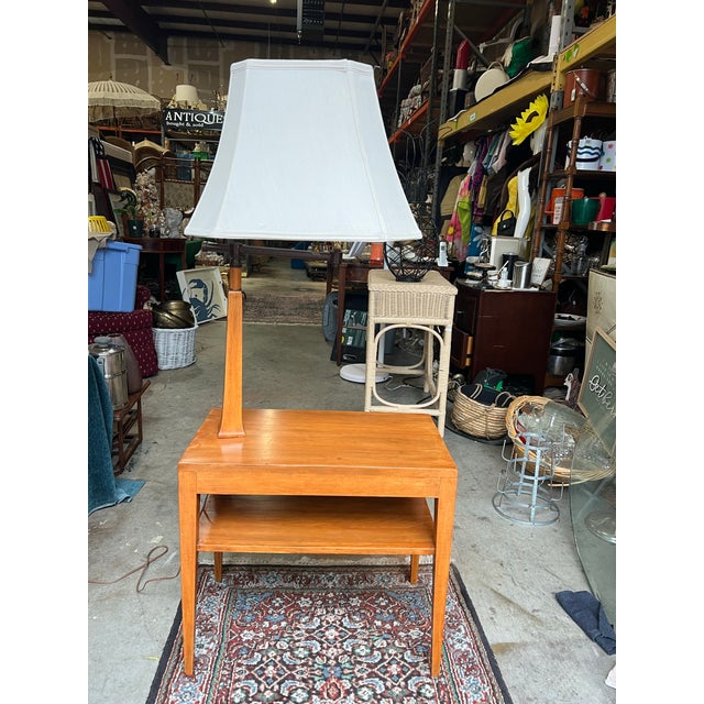 1970s Mid Century Modern Wooden Table With Lamp For Sale In Atlanta - Image 6 of 10