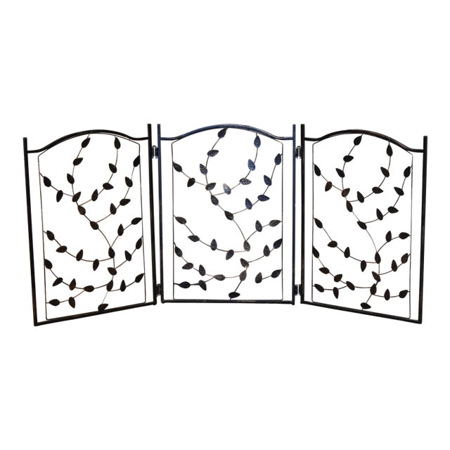 Lightweight, 3-Panel Foldable Metal Screen for Fireplace, Table or Room For Sale