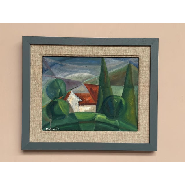 Chabaneix, Cubist Landscape, 1970s, Oil on Panel, Framed For Sale - Image 10 of 13