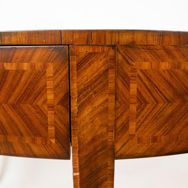 1990s Decorative Crafts Inlay Demi-Lune Console Table With Marquetry Detail For Sale - Image 15 of 15