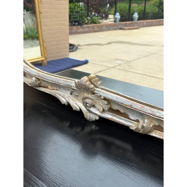 Large French Louis XV Rococo Silver Giltwood Mirror For Sale - Image 10 of 16