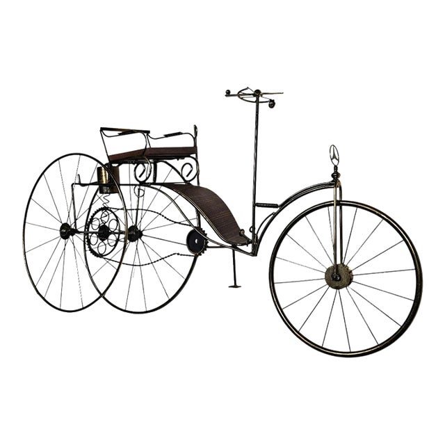 1980s Rare Curtis Jere Karl Benz Mercedes Brass Bicycle Sculpture For Sale