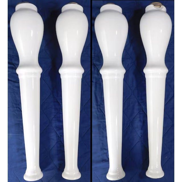 Large 36" Wide White Porcelain Console Sink With Porcelain Legs For Sale - Image 17 of 18