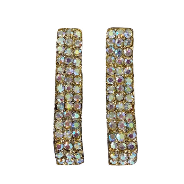 VTG 1950s-1960s Borealis Rhinestone Shoe Clips Gold Tone 2pc Set For Sale In New York - Image 6 of 8