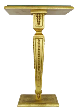 Pedestal Side Table in Gilded Wood Beveled Mirror Top, 1970s