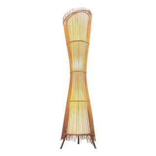 Vintage Italian Bamboo Floor Lamp, 1960s For Sale