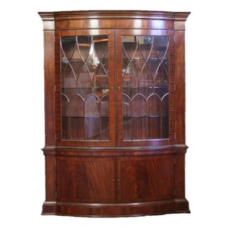 Bow Front Mahogany China Cabinet Display Case For Sale