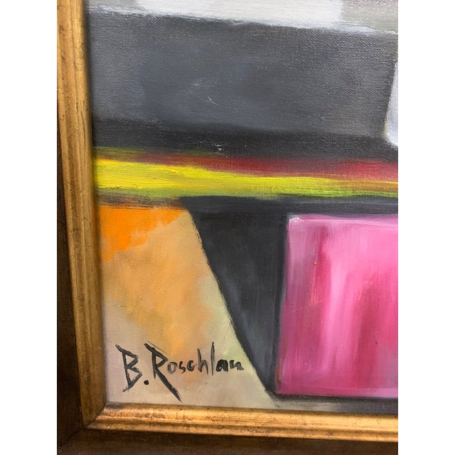 Late 20th Century Framed and Signed Geometric Abstract Painting For Sale - Image 4 of 7