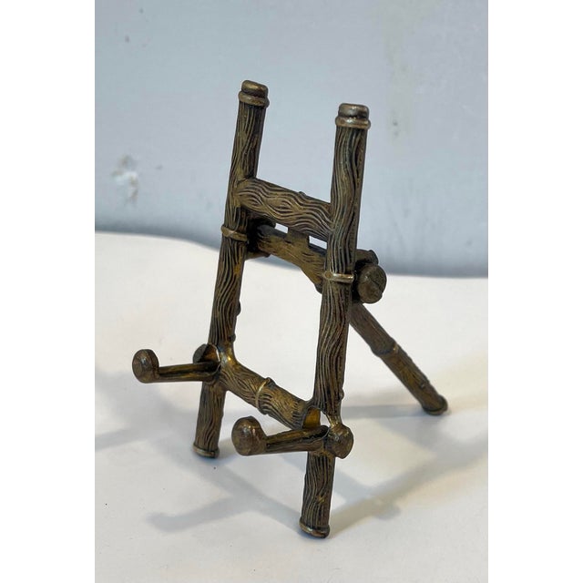 Italian Vintage Italian Gold Metal Faux Bamboo Petite Easel For Sale - Image 3 of 11