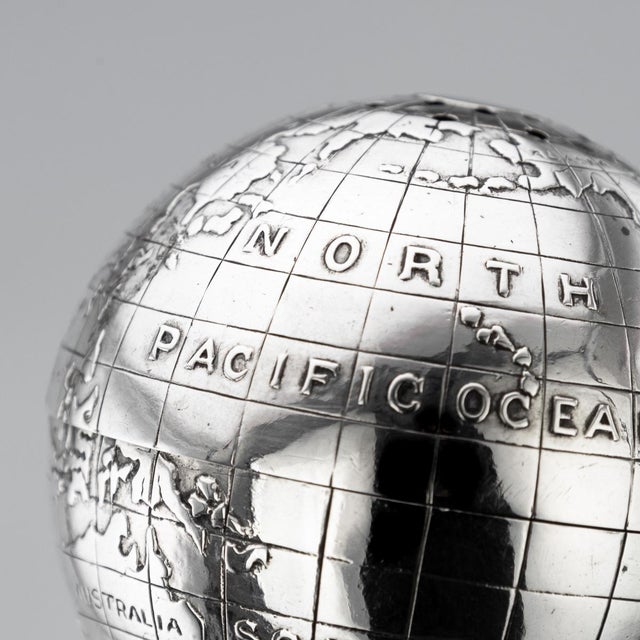 Vintage British Silver Novelty Globe Shaped Writing Sander For Sale - Image 3 of 18