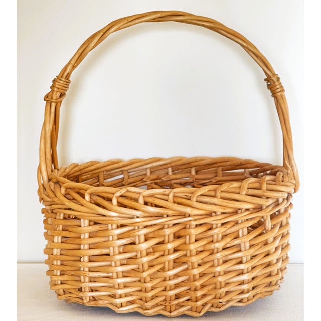 Wood Large Vintage Handwoven Rattan Easter Basket For Sale - Image 7 of 12
