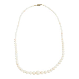 Graduated Angel Skin Coral Bead Necklace For Sale