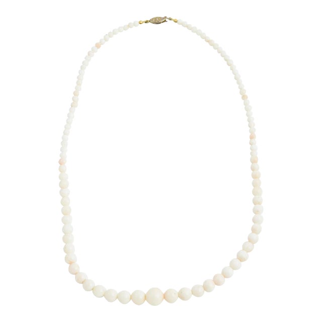 Graduated Angel Skin Coral Bead Necklace For Sale
