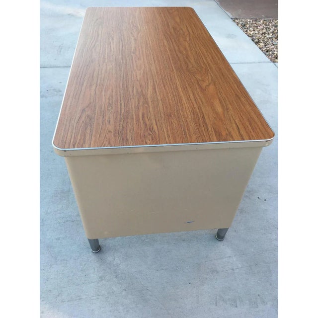 Wood Mid-Century Modern Industrial Tanker Writing Desk For Sale - Image 7 of 10