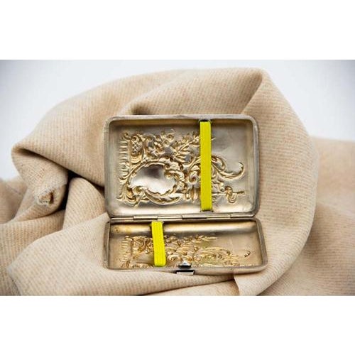 Silver Cigarette Case with Art Nouveau Style Elements, in Very Good conditions. Designed 1890 to 1919 This piece has an...